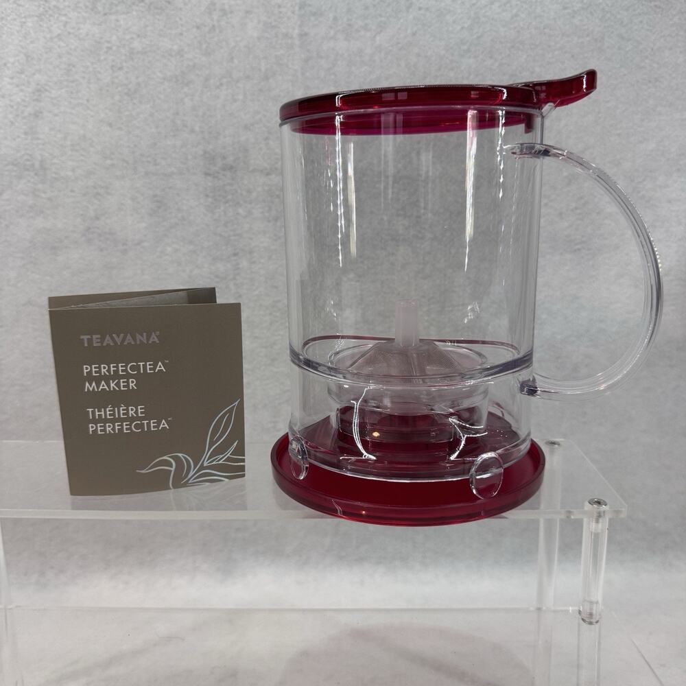 BNIB Teavana Perfectea Maker Loose Leaf Tea Infuser Dark Red 16 oz Drip Tray